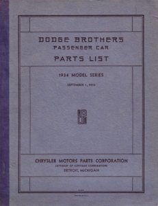 1934 Dodge Deluxe, Truck Parts Book