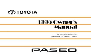 1995 Toyota Paseo Owner's Manual