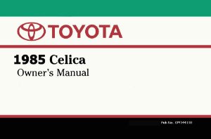 1985 Toyota Celica Owner's Manual