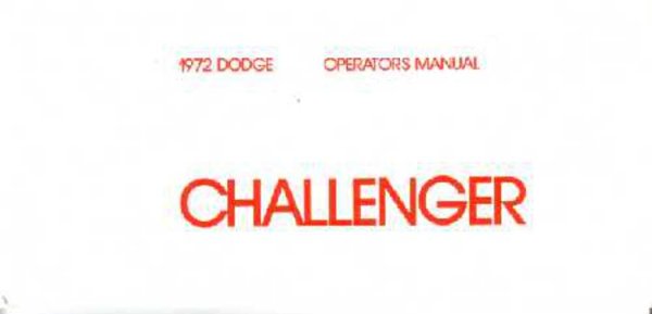 1972 Dodge Challenger Owner's Manual