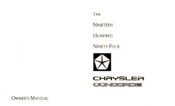 1994 Chrysler Concorde Owner's Manual