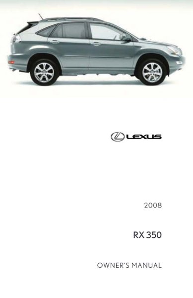 2008 Lexus RX 350 Owner's Manual