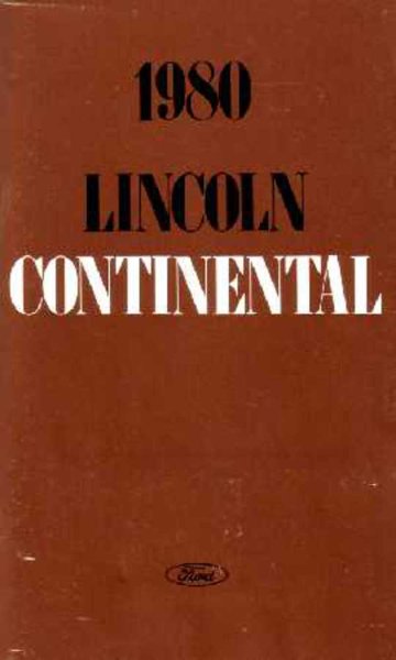 1980 Lincoln Continental, Town Car Owner's Manual