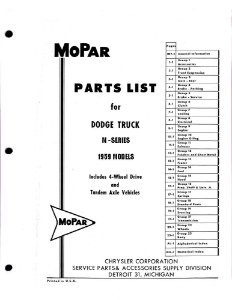 1959 Dodge Truck All Models Parts Book