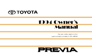 1994 Toyota Previa Owner's Manual