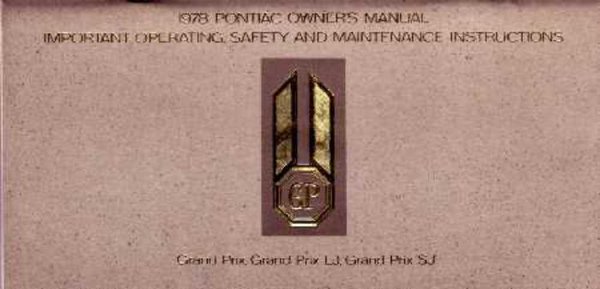 1978 Pontiac Grand Prix, LJ & SJ Owner's Manual