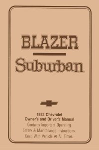 1983 Chevrolet Blazer, Suburban Owner's Manual
