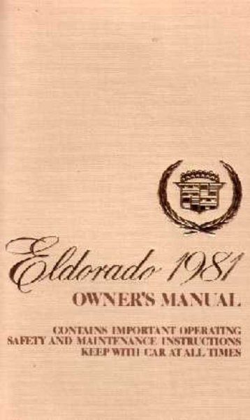 1981 Cadillac Eldorado Owner's Manual