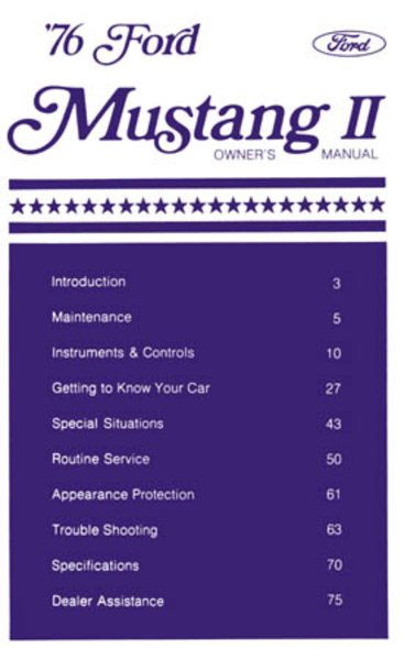1976 Ford Mustang Owner's Manual