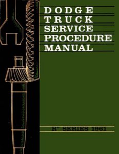 1961 Dodge Truck ALL MODELS - SUPP Factory Shop Service Manual