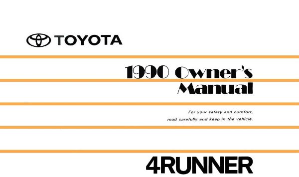 1990 Toyota 4Runner Owner's Manual