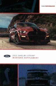 2021 Ford Shelby GT 500 Mustang Supplement ONLY Owner's Manual