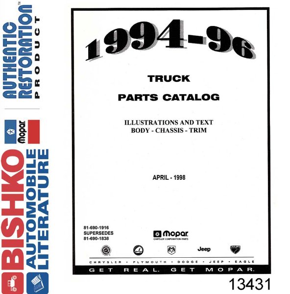 1994 1995 1996 Dodge Truck Part Numbers Book PDF List Guide Interchange