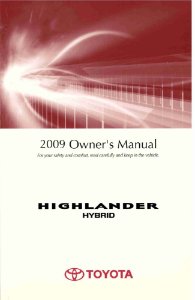 2009 Toyota Highlander Hybrid Owner's Manual