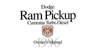 1996 Dodge Ram 2500, 3500, Cummins Diesel Owner's Manual