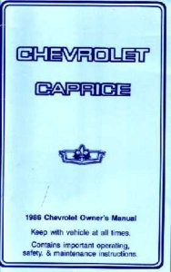 1986 Chevrolet Caprice Owner's Manual