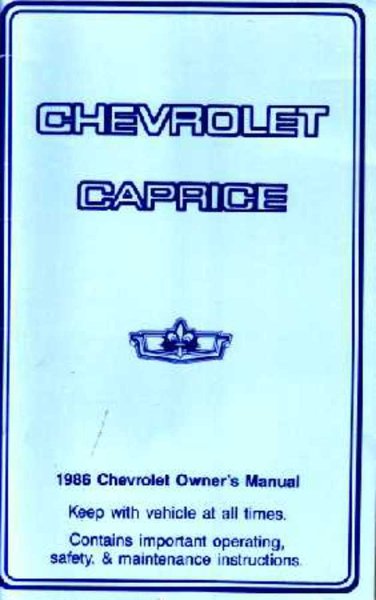 1986 Chevrolet Caprice Owner's Manual