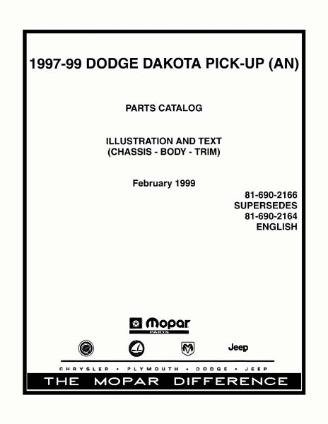1997–1999 Dodge Truck Dakota Parts Book