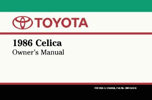 1986 Toyota Celica Owner's Manual