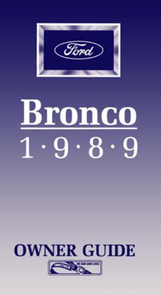 1989 Ford Bronco Owner's Manual