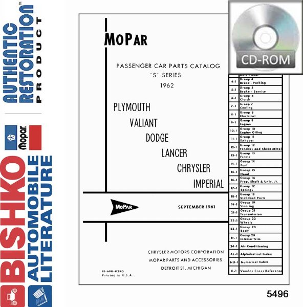 1962 Mopar Chrysler Dodge Desoto Plymouth Part Numbers Book PDF List Guide