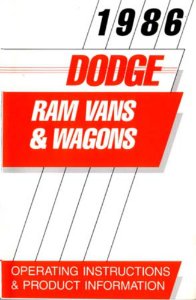 1986 Dodge Ram Van, Ram Wagon Owner's Manual