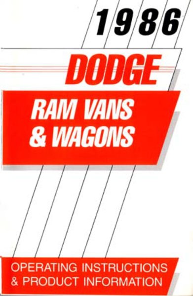 1986 Dodge Ram Van, Ram Wagon Owner's Manual