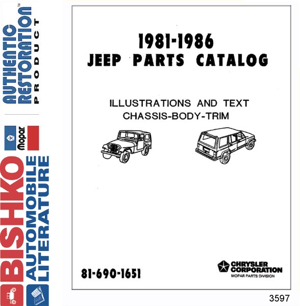 1981-86 JEEP Bocy & Chassis, Text & Illustration Parts Book
