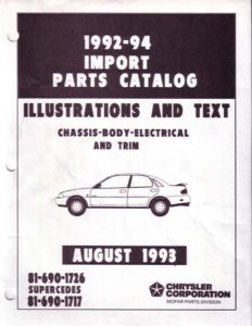 1992–1994 Dodge Stealth, Colt Vista, Ram 50, Eagle Summit Parts Book