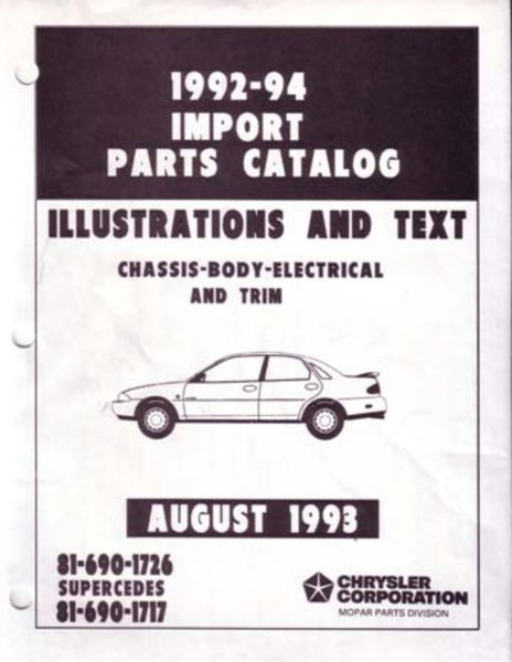 1992–1994 Dodge Stealth, Colt Vista, Ram 50, Eagle Summit Parts Book