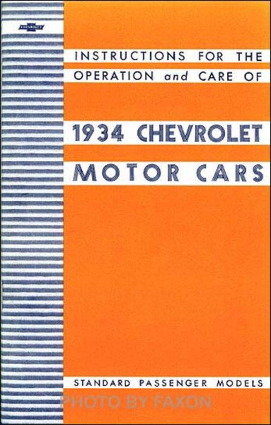 1934 Chevrolet Standard Models Owner's Manual