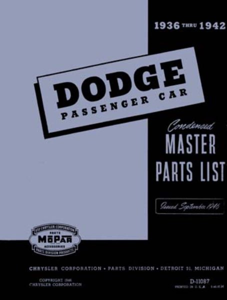 1936–1942 Dodge All Models Parts Book