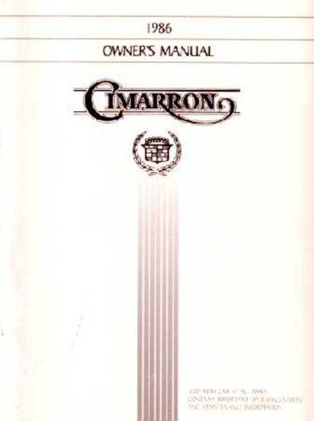1986 Cadillac Cimarron Owner's Manual