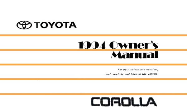1994 Toyota Corolla Owner's Manual