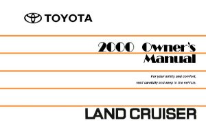 2000 Toyota LAND CRUISER Owner's Manual