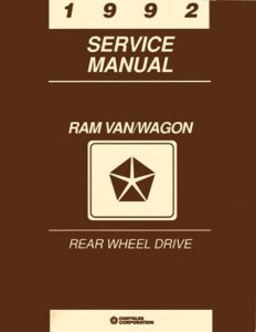 1992 Dodge Truck Ram Van, Ram Wagon Factory Shop Service Manual