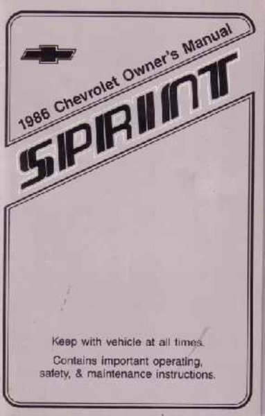 1986 Chevrolet Sprint Owner's Manual