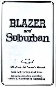 1986 Chevrolet Blazer, Suburban Owner's Manual