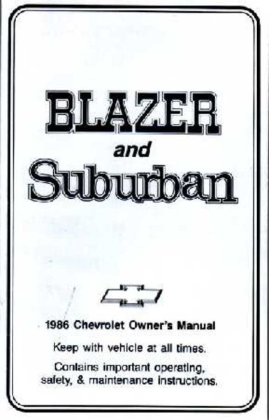 1986 Chevrolet Blazer, Suburban Owner's Manual