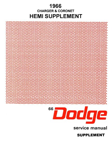 1966 Dodge Charger Factory Shop Service Manual