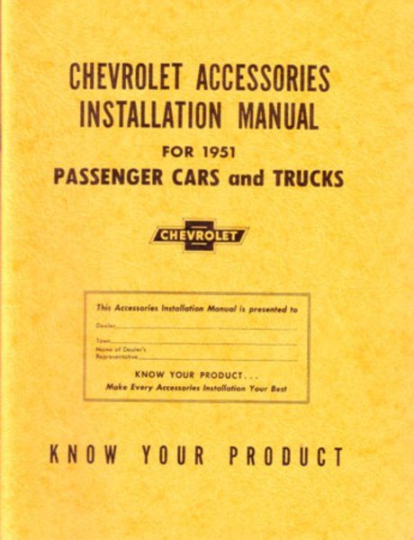 1951 Chevrolet All Car Models Factory Shop Service Manual