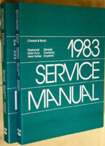 1983 Chrysler Cordoba, Fifth Aveune, Imperial, Diplomat, Mirada, Gran Fury Factory Shop Service Manual