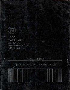 1986 Cadillac Eldorado, Seville Factory Shop Service Manual
