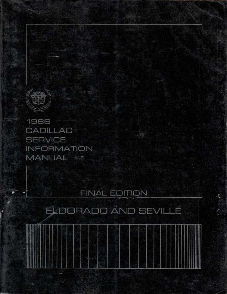 1986 Cadillac Eldorado, Seville Factory Shop Service Manual
