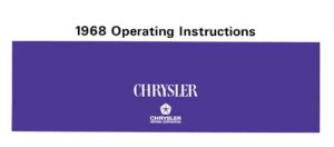 1968 Chrysler All Models Owner's Manual