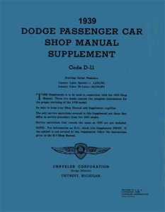 1939 Dodge Deluxe, Special, Truck Factory Shop Service Manual