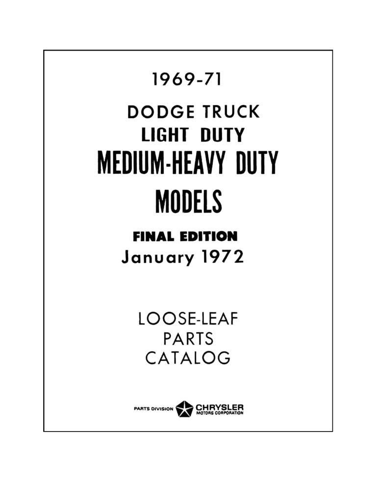 1969 1970 1971 Dodge Truck Part Numbers Book List Guide Interchange Illustraiton