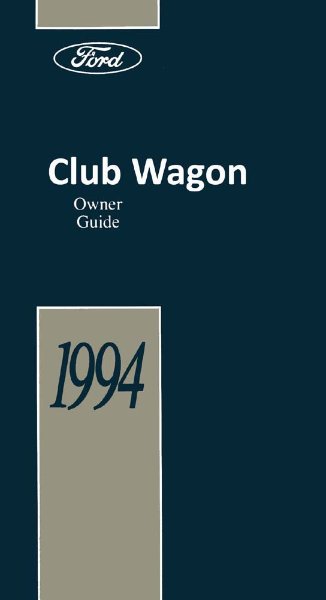 1994 Ford Econoline, Club Wagon Owner's Manual