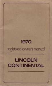 1970 Lincoln Continental Owner's Manual