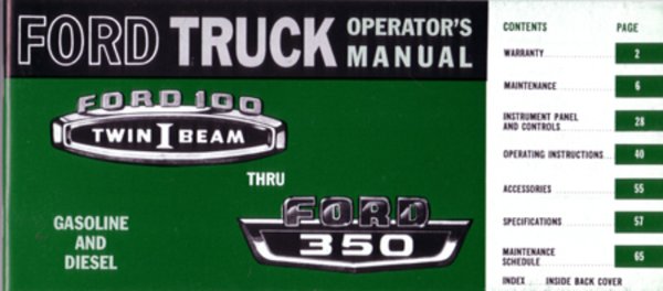 1966 Ford F-100, F-250, F-350 Truck Owner's Manual